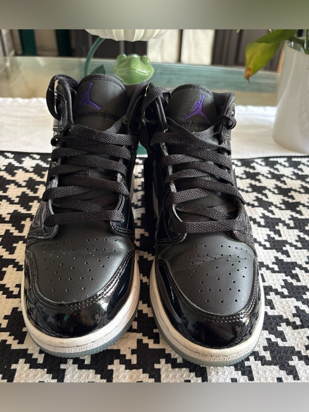 Jordan High-Top Sneakers - Black with Purple Jumpman